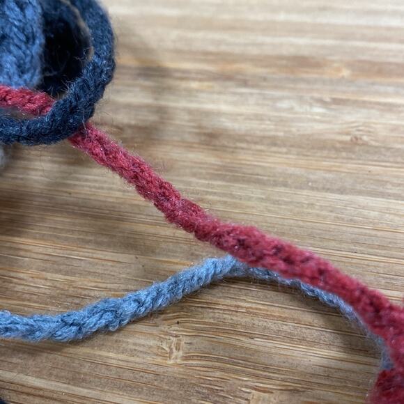 Hand knitted multi color floral appliqué scarf - Picture 5 of 5